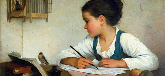 A-Girl-Writing-by-Henriette-Browne